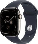 Apple Watch Series 12 GPS + Cellular 42mm Natural Titanium Case with Navy Blue Sport Band S/M (MJGF4)