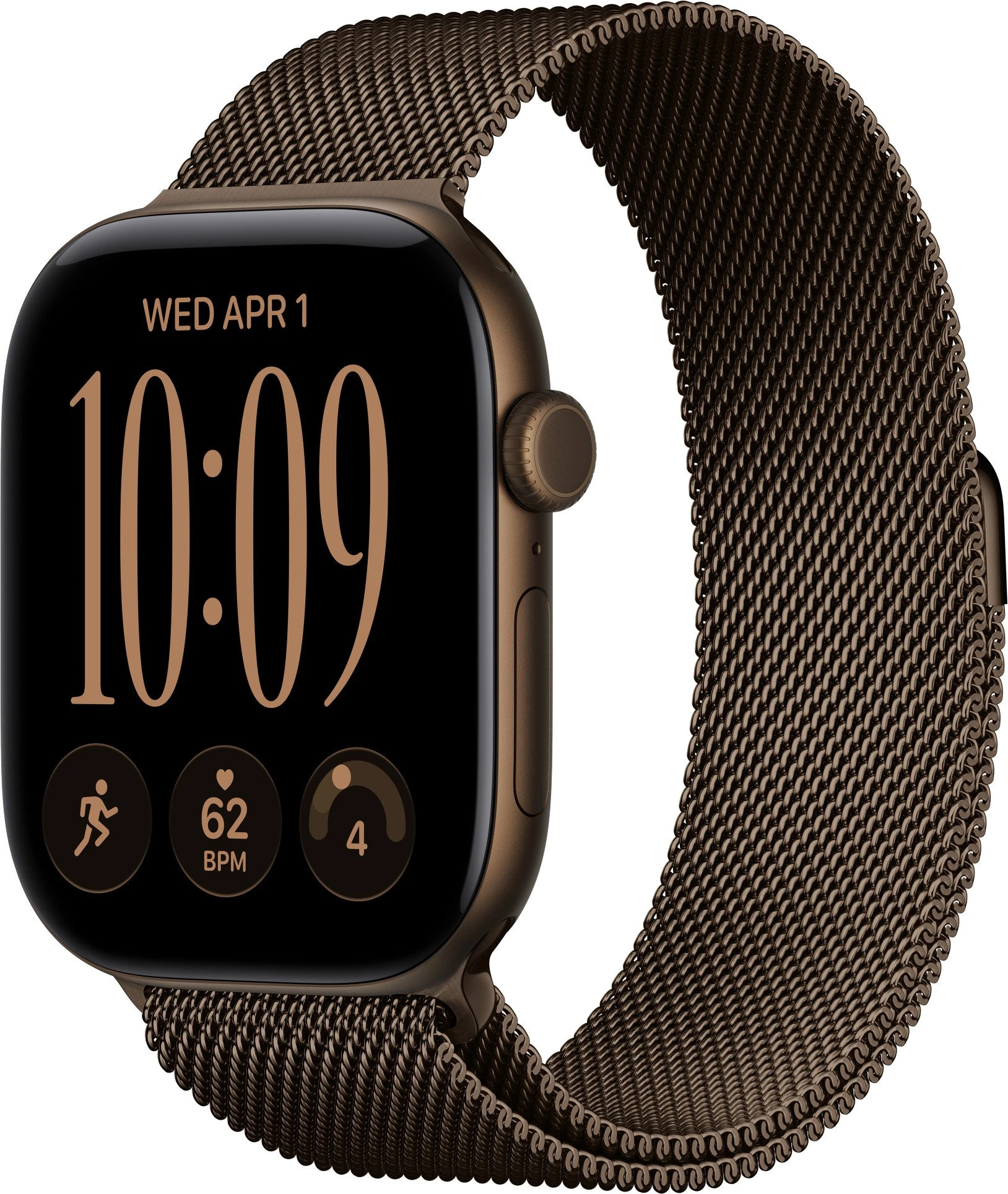 Годинники Apple Watch Series 12 GPS + Cellular 46mm Dark Bronze Aluminum Case w. Dark Bronze Milanese L. S/M (MKDF4)