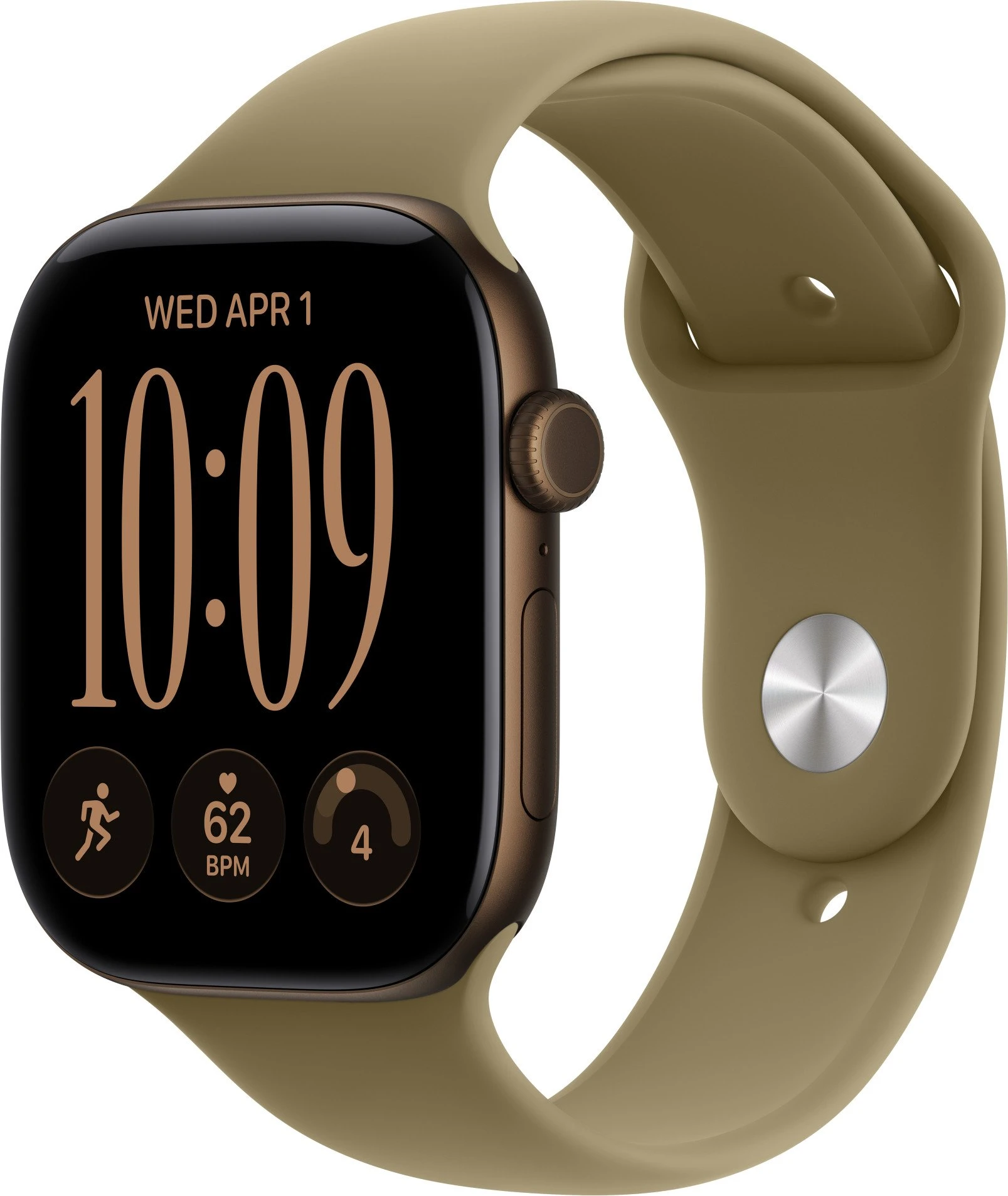 Годинники Apple Watch Series 12 GPS + Cellular 46mm Dark Bronze Aluminum Case with Olive Sport Band M/L (MJGE4)
