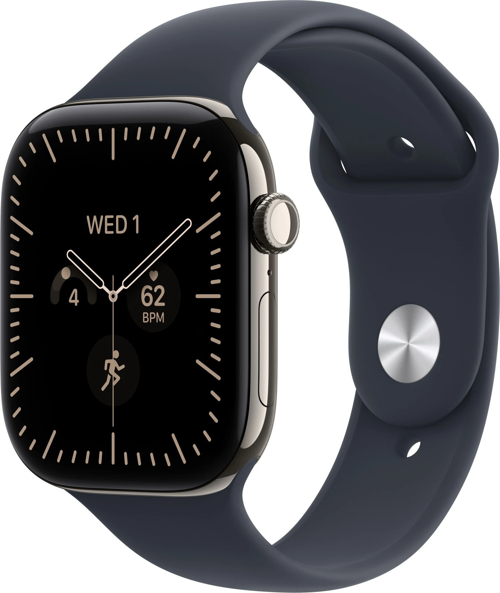 Годинники Apple Watch Series 12 GPS + Cellular 46mm Natural Titanium Case with Navy Blue Sport Band S/M (MJGM4)