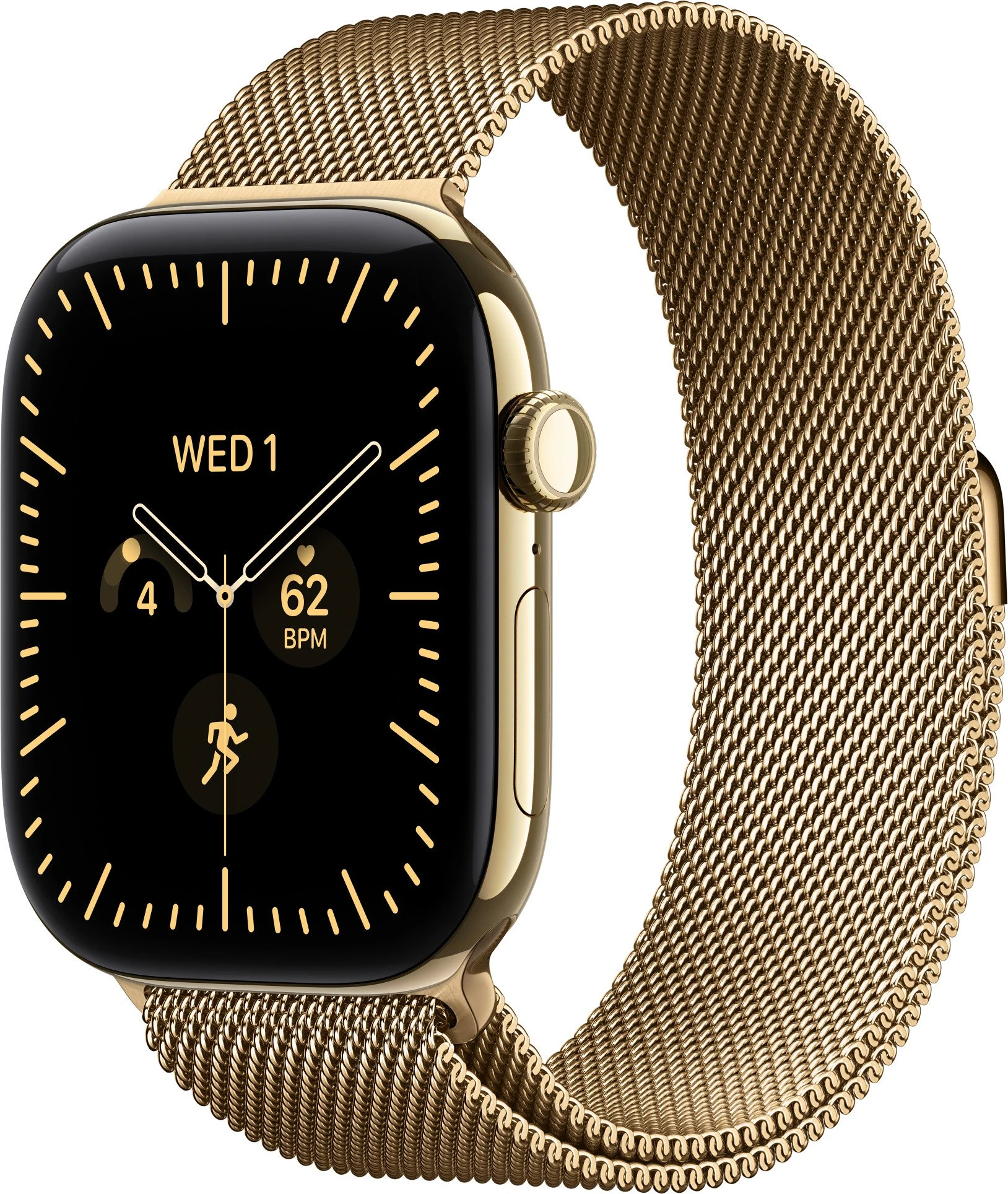 Годинники Apple Watch Series 12 GPS + Cellular 46mm Radiant Gold Tit. Case w. Radiant Gold Milanese L. S/M (MJGU4)