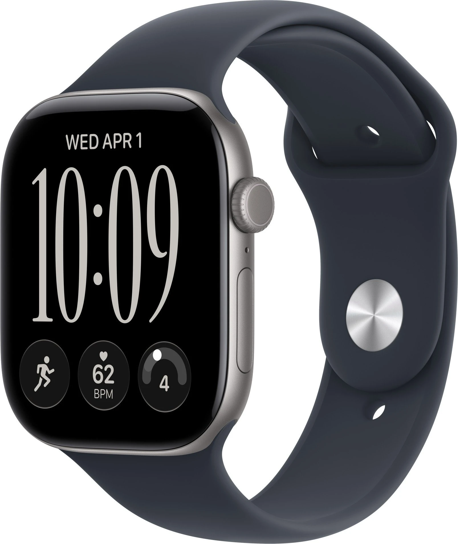 Годинники Apple Watch Series 12 GPS + Cellular 46mm Space Gray Aluminum Case with Navy Blue Sport Band M/L (MJG74)