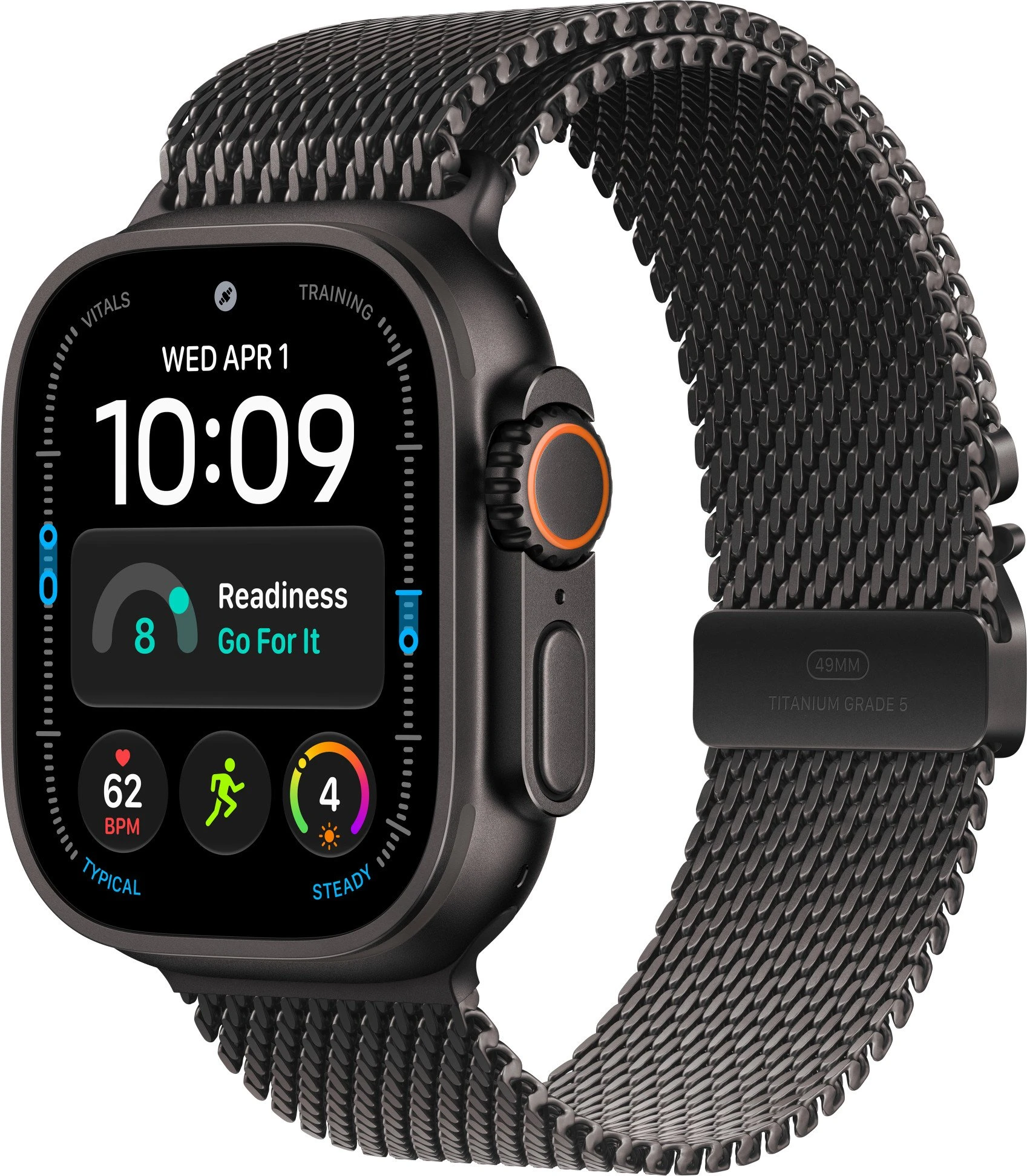 Годинники Apple Watch Ultra 4 Black Titanium Case with Black Titanium Milanese Loop - Medium (MJAV4)