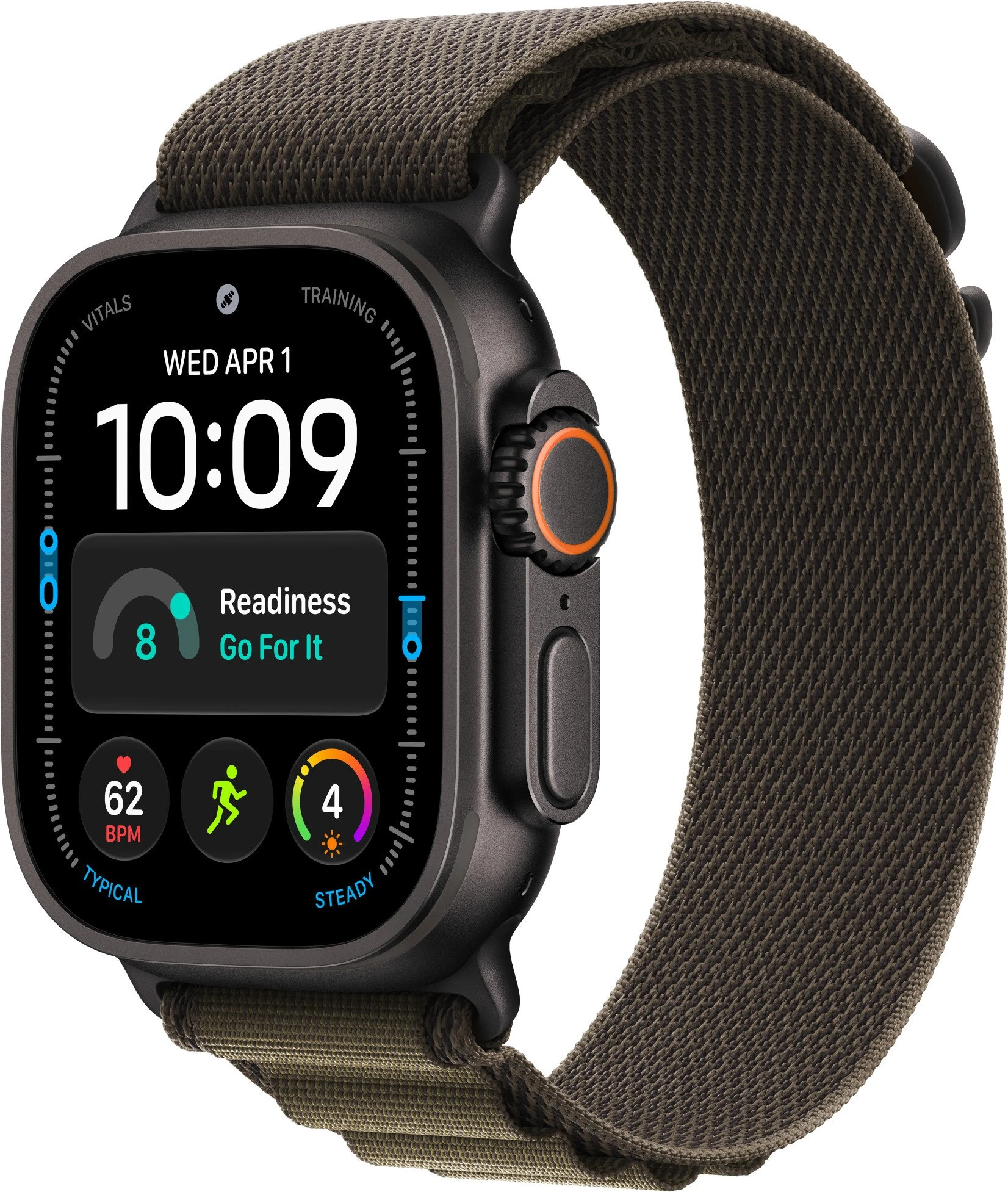 Годинники Apple Watch Ultra 4 Black Titanium Case with Dark Olive Alpine Loop - Medium (MJCT4+MKDX4)