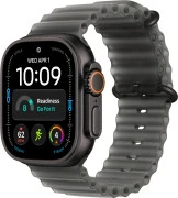 Apple Watch Ultra 4 Black Titanium Case with Translucent Black Ocean Band (MJAY4)