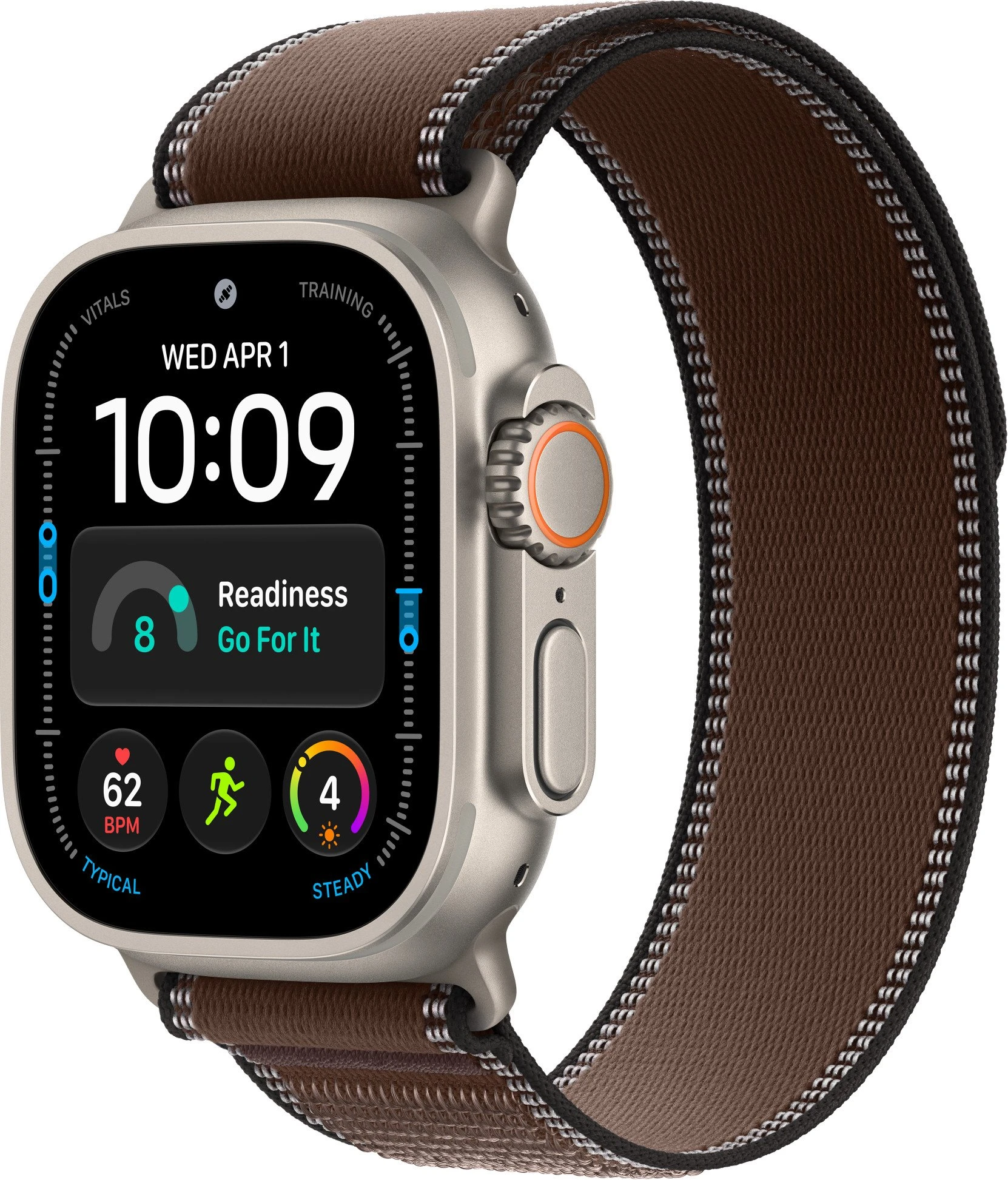 Годинники Apple Watch Ultra 4 Natural Titanium Case with Dark Umber Trail Loop - M/L (MJCR4+MK8K4)