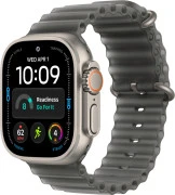 Apple Watch Ultra 4 Natural Titanium Case with Translucent Black Ocean Band (MJCR4+MK7P4)