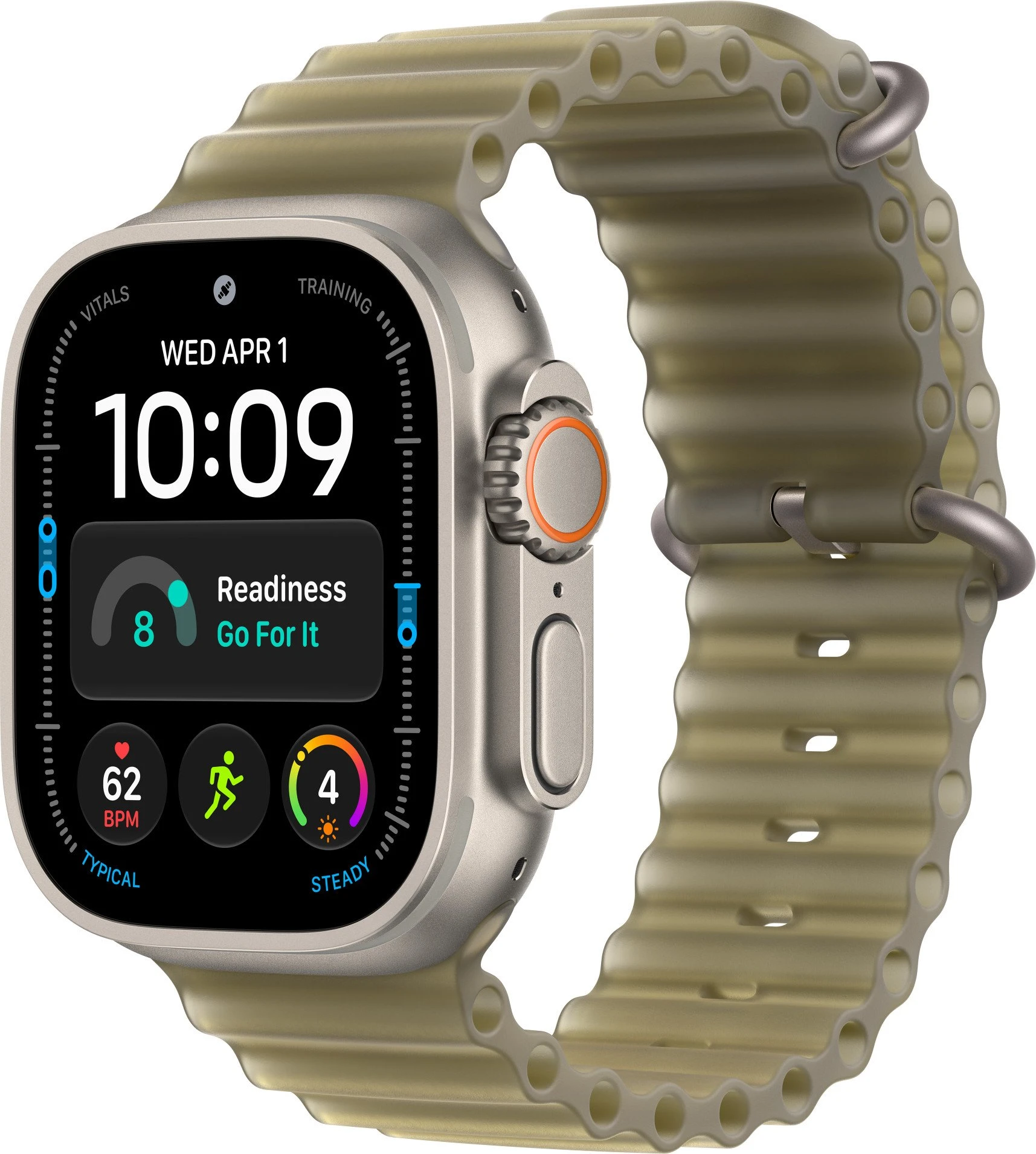 Годинники Apple Watch Ultra 4 Natural Titanium Case with Translucent Kelp Ocean Band (MJCR4+MK7M4)