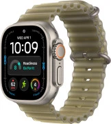 Apple Watch Ultra 4 Natural Titanium Case with Translucent Kelp Ocean Band (MJCR4+MK7M4)