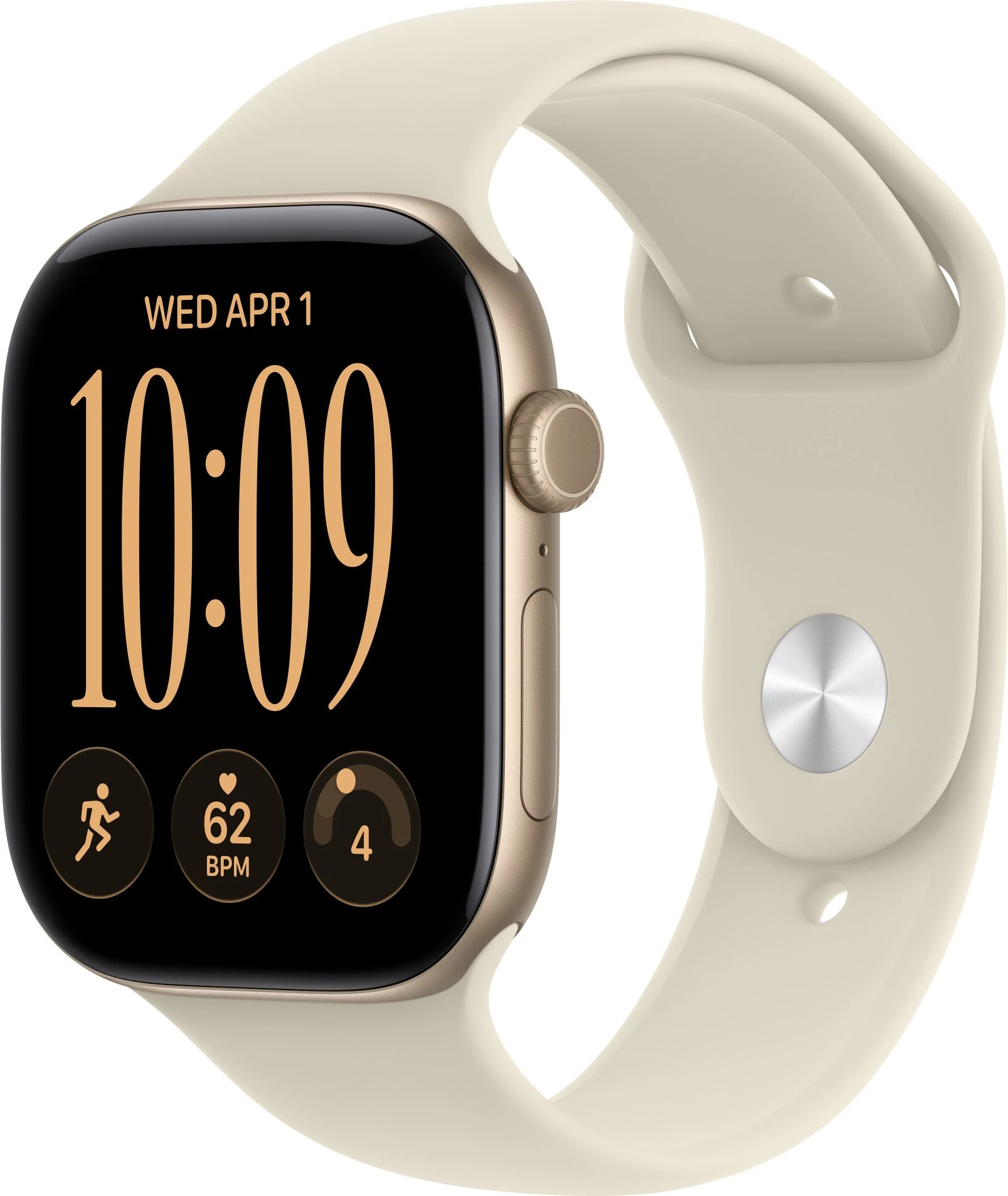 Годинники Apple Watch Series 12 GPS 46mm Light Gold Aluminum Case with Sand Sport Band S/M (MJEN4)