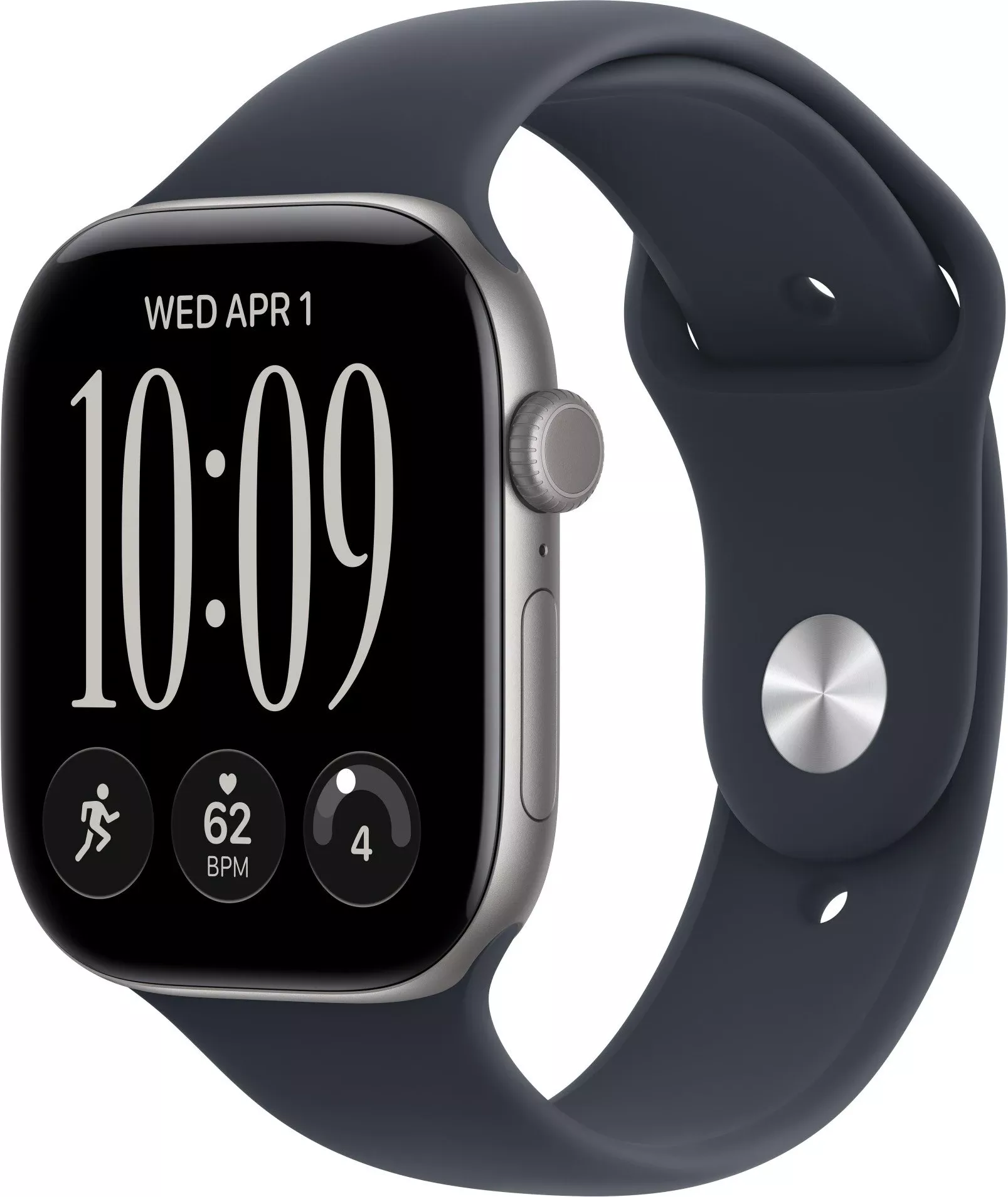 Годинники Apple Watch Series 12 GPS 46mm Space Gray Aluminum Case with Navy Blue Sport Band S/M (MJEH4)