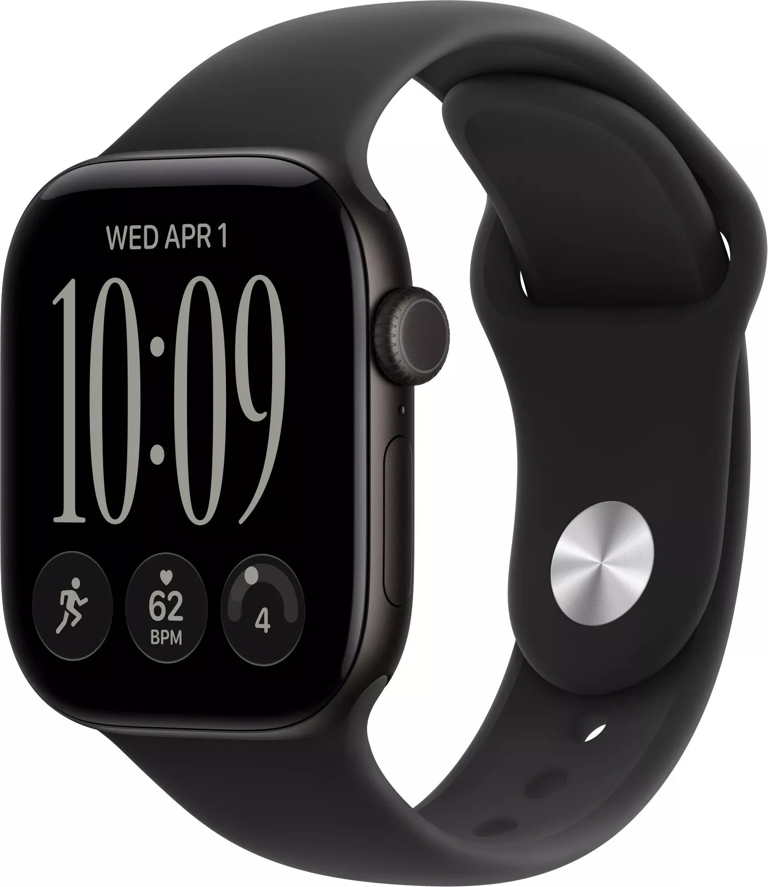 Годинники Apple Watch Series 12 GPS + Cellular 42mm Black Aluminum Case with Black Sport Band M/L (MJG14)