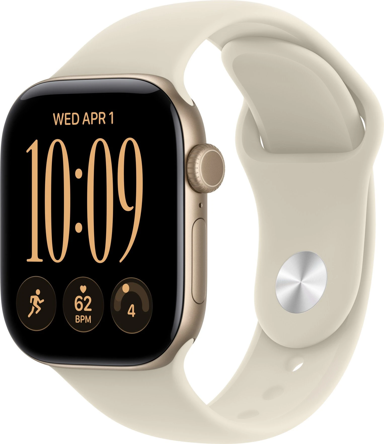 Годинники Apple Watch Series 12 GPS + Cellular 42mm Light Gold Aluminum Case with Sand Sport Band S/M (MJG24)