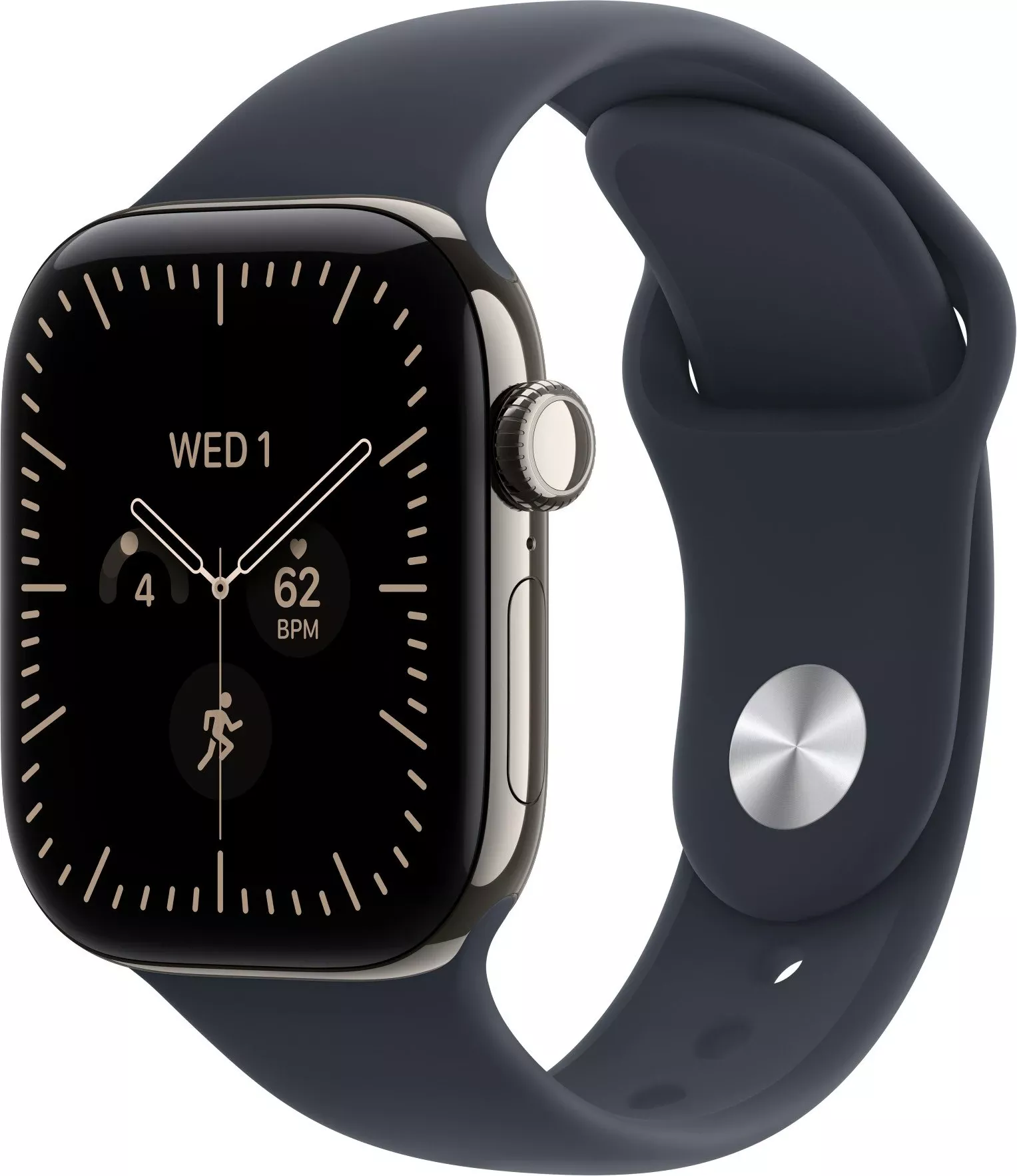 Годинники Apple Watch Series 12 GPS + Cellular 42mm Natural Titanium Case with Navy Blue Sport Band S/M (MJGF4)