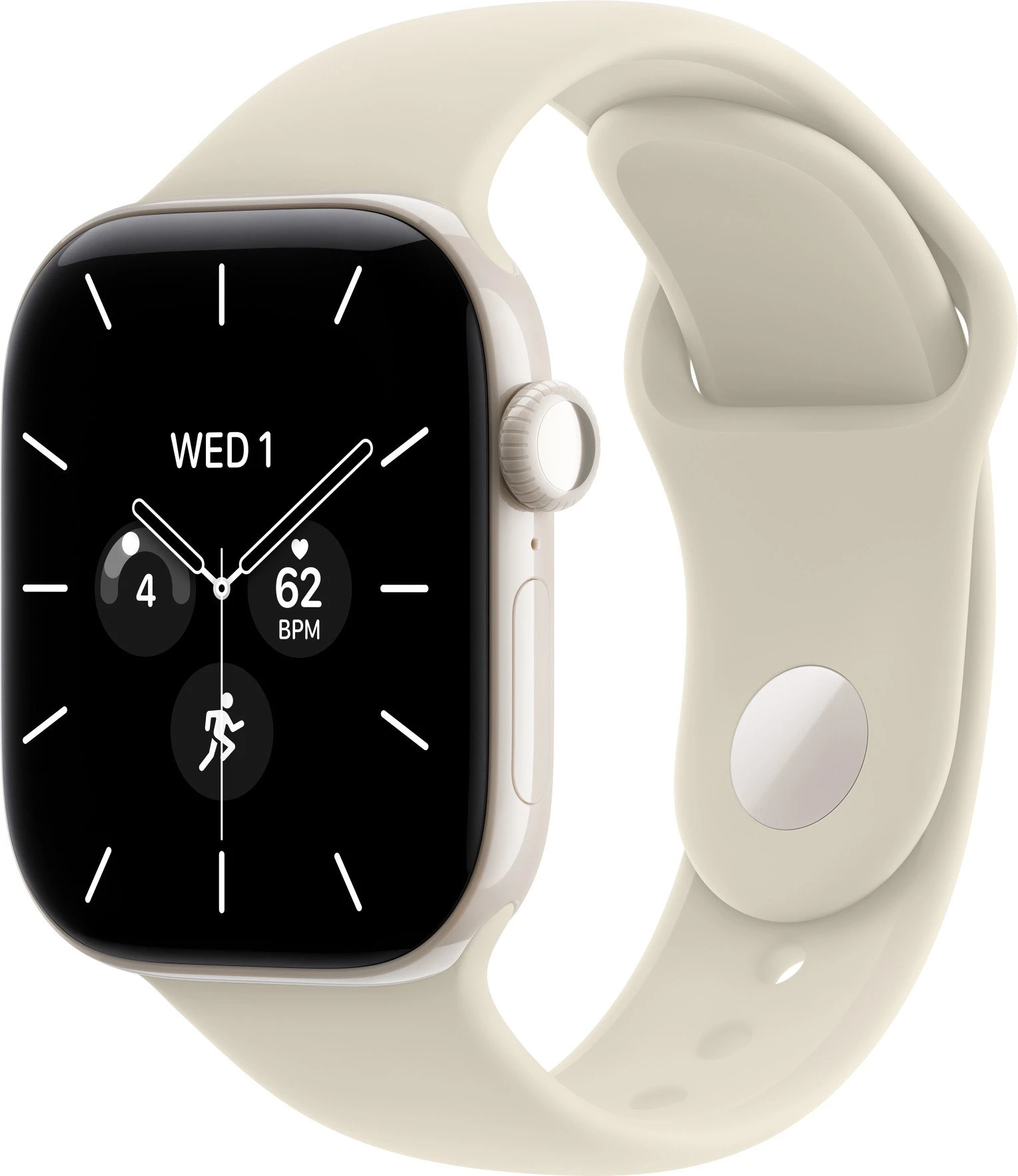 Годинники Apple Watch Series 12 GPS + Cellular 42mm Pearl White Ceramic Case with Sand Sport Band S/M (MJGW4)