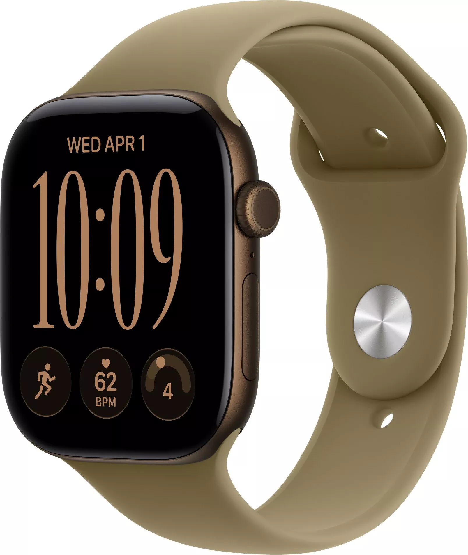 Годинники Apple Watch Series 12 GPS + Cellular 46mm Dark Bronze Aluminum Case with Olive Sport Band M/L (MJGE4)