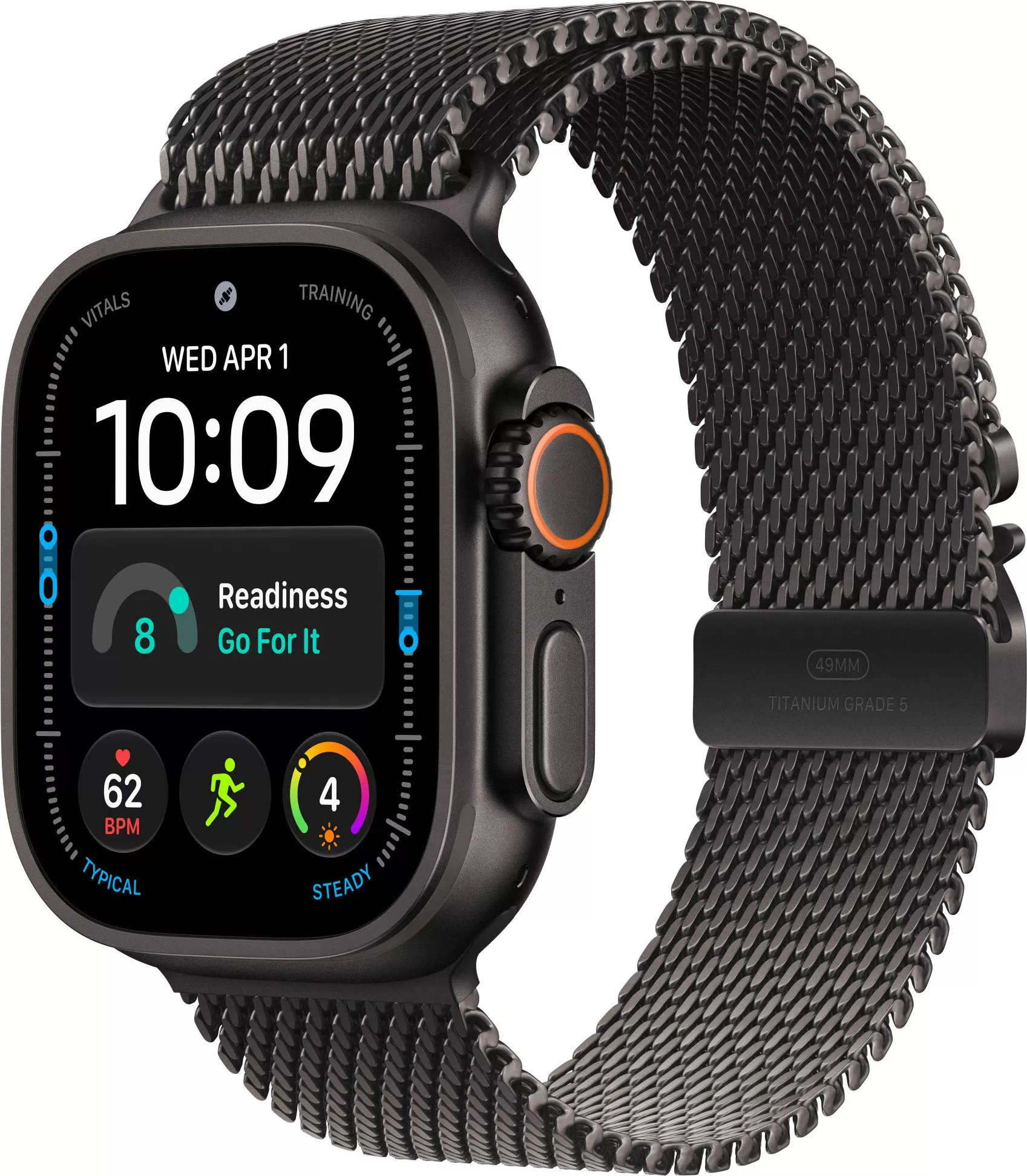 Годинники Apple Watch Ultra 4 Black Titanium Case with Black Titanium Milanese Loop - Medium (MJAV4)