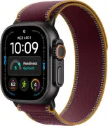Apple Watch Ultra 4 Black Titanium Case with Burgundy Trail Loop - M/L (MJC44)