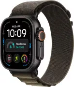 Apple Watch Ultra 4 Black Titanium Case with Dark Olive Alpine Loop - Small (MJCT4+MKDW4)