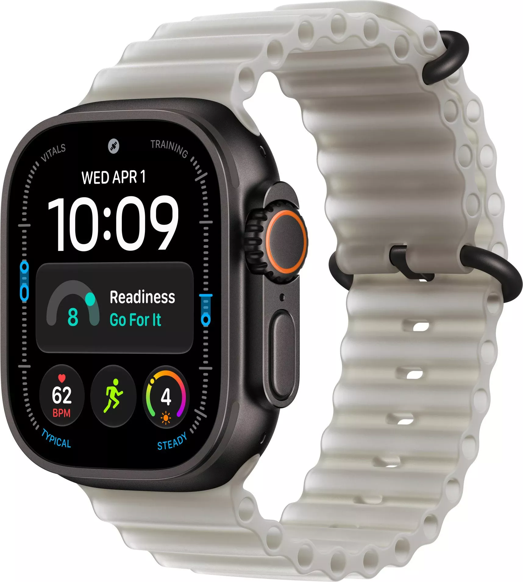 Годинники Apple Watch Ultra 4 Black Titanium Case with Translucent Gray Ocean Band (MJCT4+MKAQ4)
