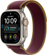 Apple Watch Ultra 4 Natural Titanium Case with Burgundy Trail Loop - M/L (MJCR4+MK8H4)