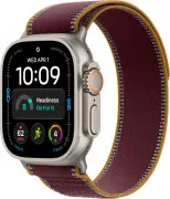 Apple Watch Ultra 4 Natural Titanium Case with Burgundy Trail Loop - S/M (MJCR4+MK8G4)