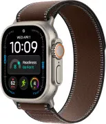 Apple Watch Ultra 4 Natural Titanium Case with Dark Umber Trail Loop - M/L (MJCR4+MK8K4)