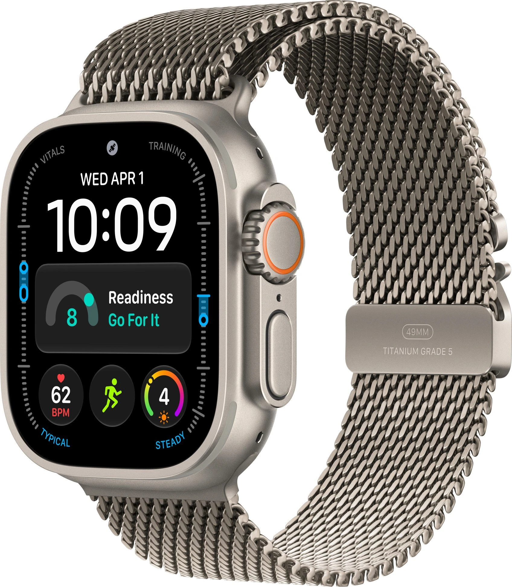 Годинники Apple Watch Ultra 4 Natural Titanium Case with Natural Titanium Milanese Loop - Large (MJAA4)