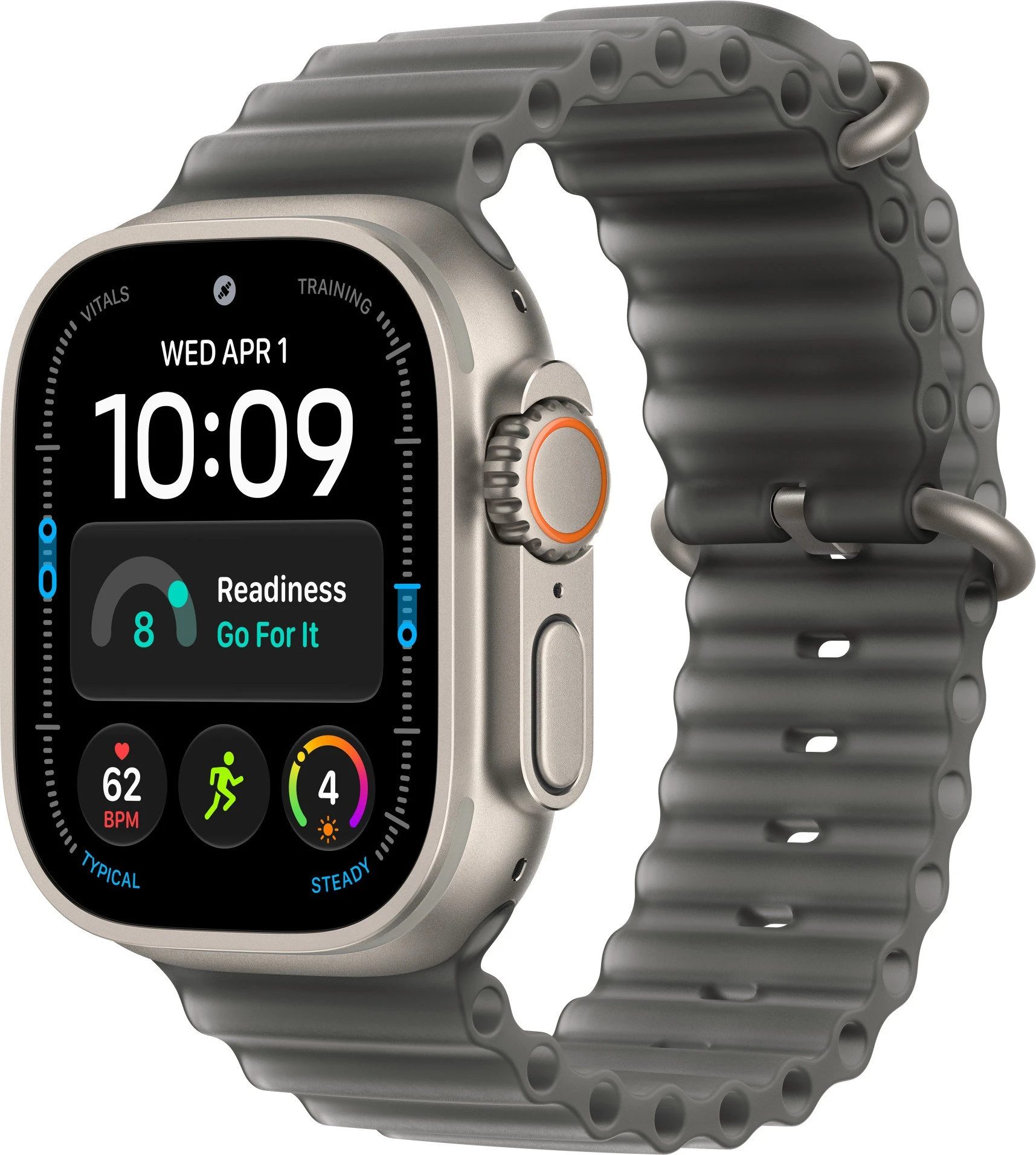Годинники Apple Watch Ultra 4 Natural Titanium Case with Translucent Black Ocean Band (MJCR4+MK7P4)