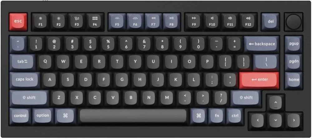 Клавиатура Keychron Q1 QMK HotSwappable Gateron Phantom Brown RGB Knob Black (Q1M3_KEYCHRON) (UA)