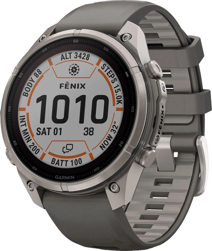 Смарт-годинники Garmin Fenix 9 Pro inReach Solar 47mm Titanium з ремінцем з силікону Pebble Gray/Silver Gray (010-04338-00/01)