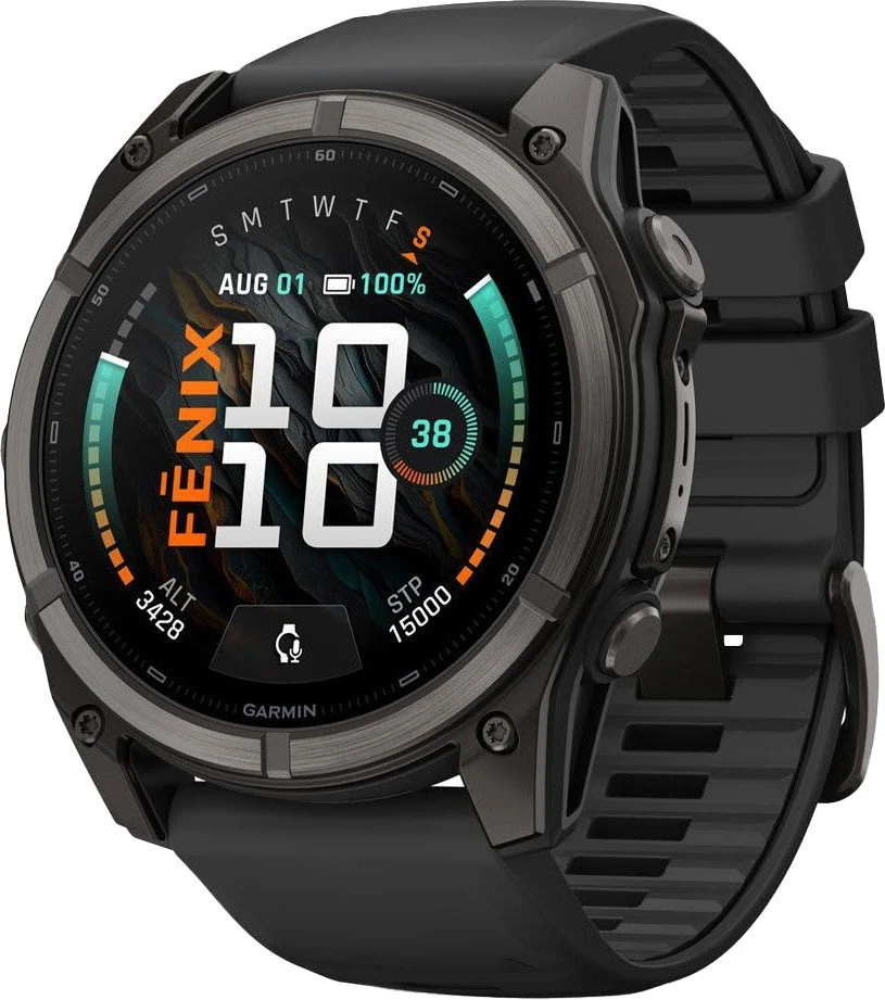 Смарт-годинники Garmin Fenix 9 51mm Carbon Gray DLC Titanium з чорним силіконовим ремінцем (010-04763-10/11)