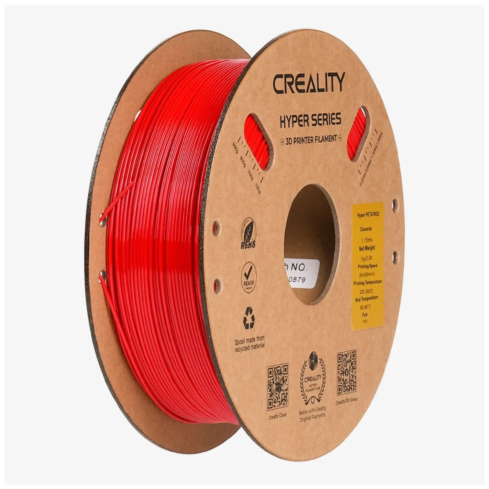 Пластик для 3D-принтера Creality Hyper PETG 1.75мм, червоний, 1кг (3301030072) (UA)