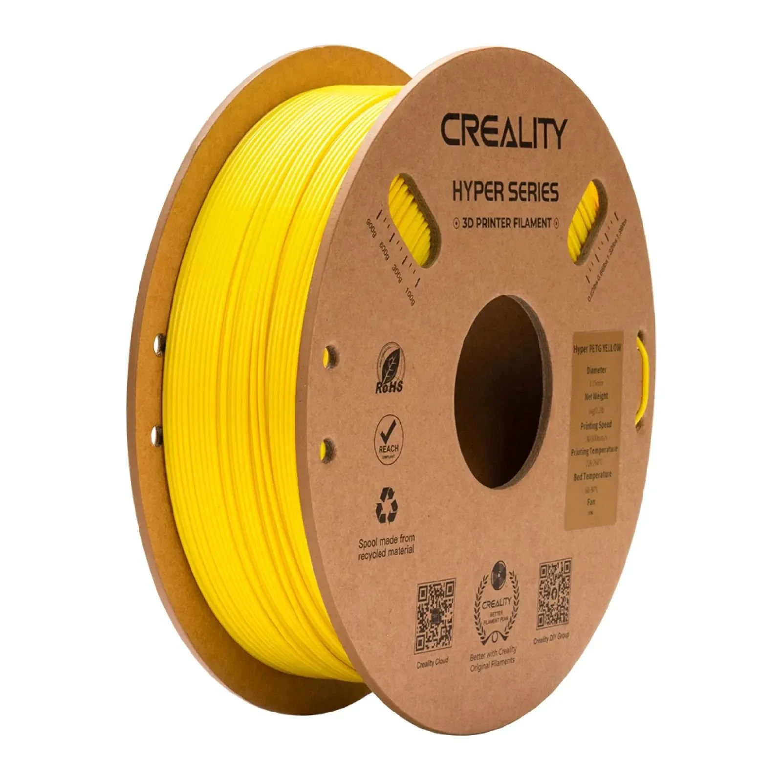 Пластик для 3D-принтера Creality Hyper PETG 1.75мм, yellow, 1кг (3301030071) (UA)