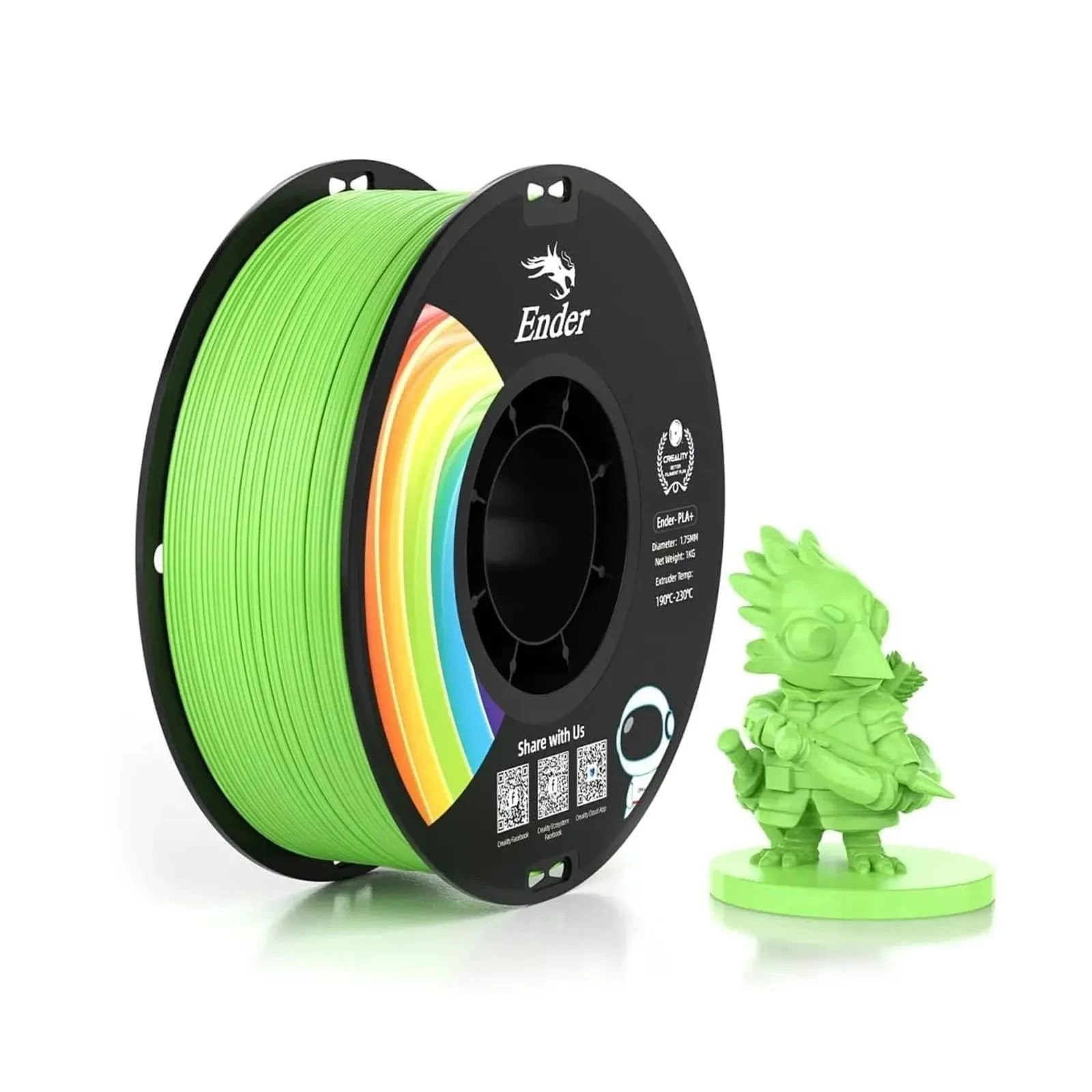 Пластик для 3D-принтера Creality PLA+ 1кг, 1.75мм, green apple (3301010313) (UA)