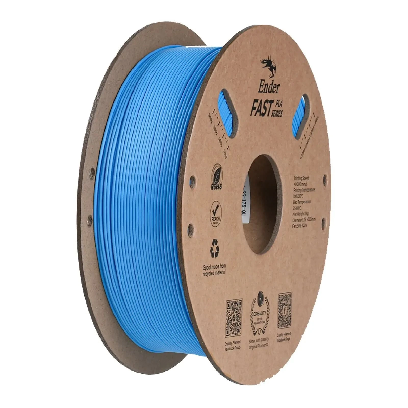 Пластик для 3D-принтера Creality PLA Fast, Ender, 1.75mm, blue light, 1kg (3301010431) (UA)