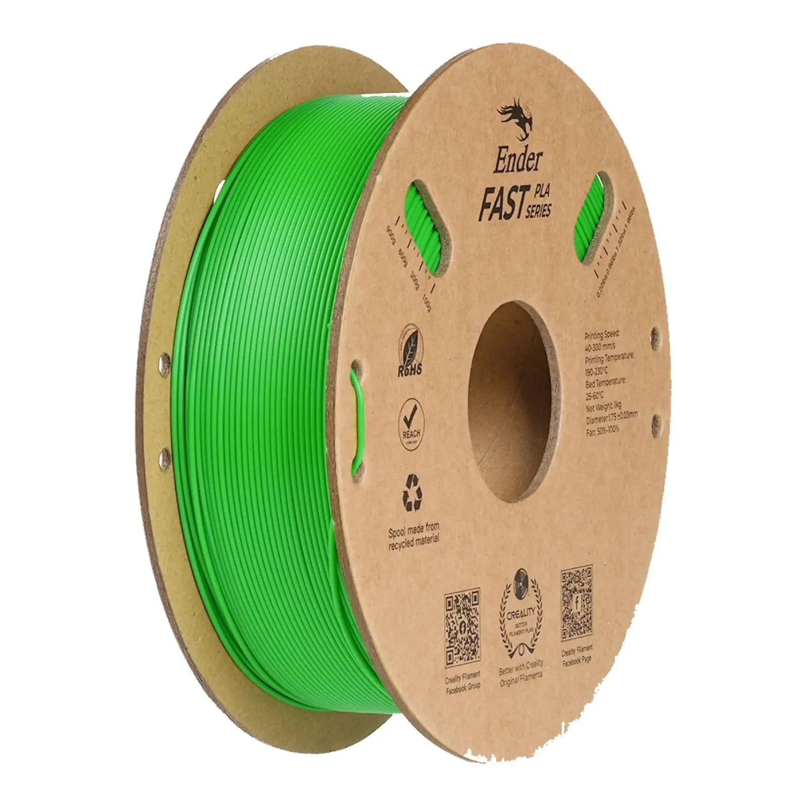 Пластик для 3D-принтера Creality PLA Fast, Ender, 1.75mm, green, 1kg (3301010429) (UA)