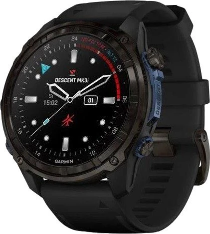 Смарт-годинник Garmin Descent Mk3i 51mm Carbon Gray DLC Titanium з чорним силіконовим ремінцем (010-02752-16) (UA)