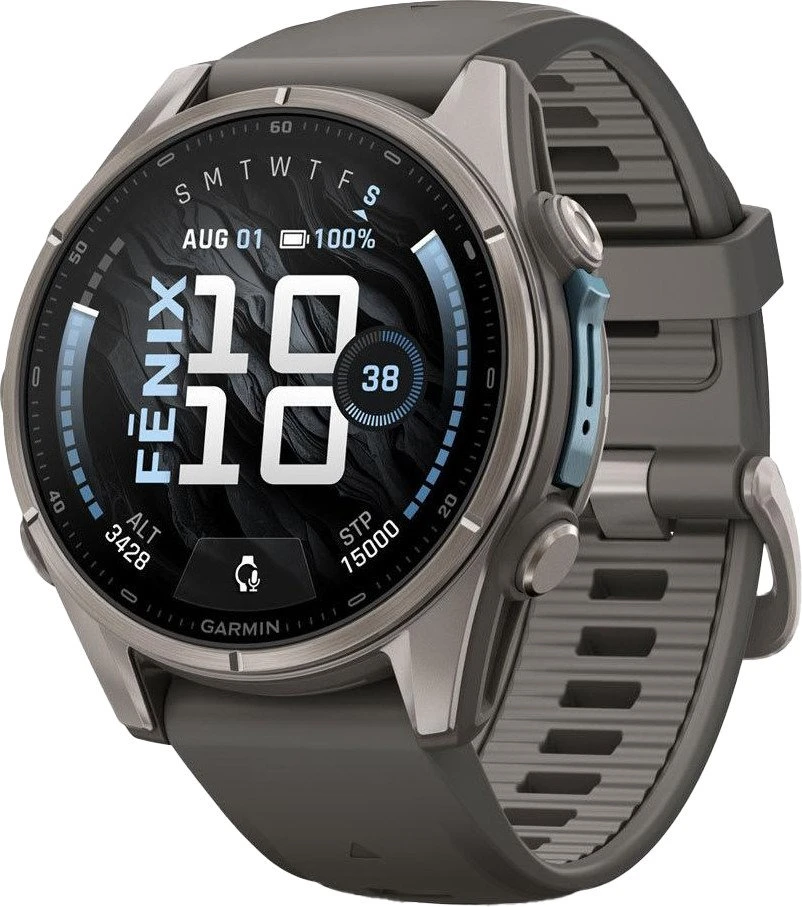 Смарт-часы Garmin Fenix 9 43mm Titanium with Pebble Gray Silicone Band (010-04761-10/11)
