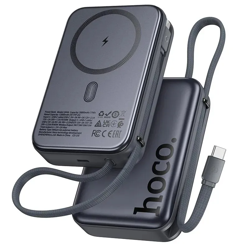 Мобільна батарея Hoco Q44A PD45W Magnetic 20000mAh Grey