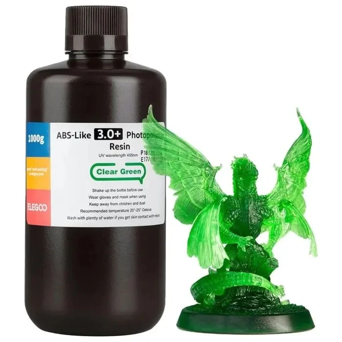 Фотополимерная смола ELEGOO Resin, ABS-like 3.0 plus 1кг, transparent green (50.103.0227) (UA)