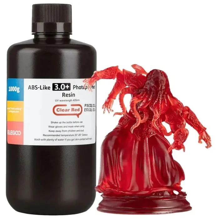 Фотополимерная смола ELEGOO Resin, ABS-like 3.0 plus 1кг, transparent red (50.103.0224) (UA)