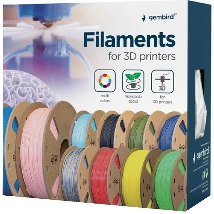 Пластик для 3D-принтера Gembird ABS, 1.75 мм, 1kg, сірий (3DP-ABS1.75-01-GR) (UA)