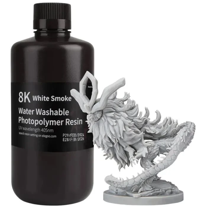 Фотополимерная смола ELEGOO Resin, Water Washable 8K, 1кг, white smoky (50.103.0140) (UA)