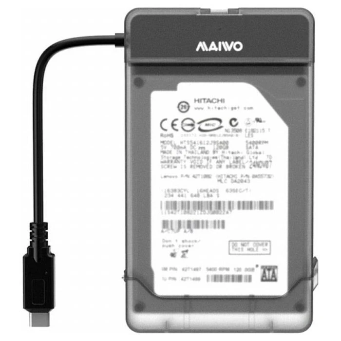 Карман внешний Maiwo USB3.1 GEN1 TypeC to HDD 2,5 SATA/SSD black (K104G2 black) (UA)