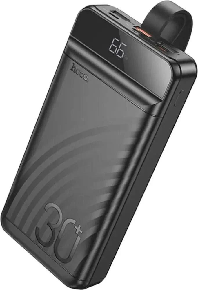Мобільна батарея Hoco J123B Element 22.5W + PD20W with LCD and LED-lamp 30000mAh Black