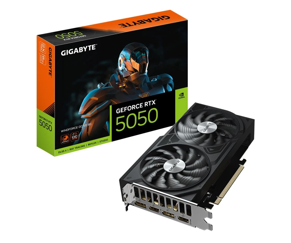 Видеокарта Gigabyte GeForce RTX 5050 Windforce OC V2 8GB GDDR6 DLSS4 (GV-N5050WF2OCV2-8GD) EU