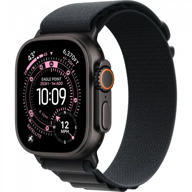 Годинники Apple Watch Ultra 2 GPS + Cellular 49mm Black Titanium Case with Black Alpine Loop - Medium (MG9H4, MYTC3UL/A)