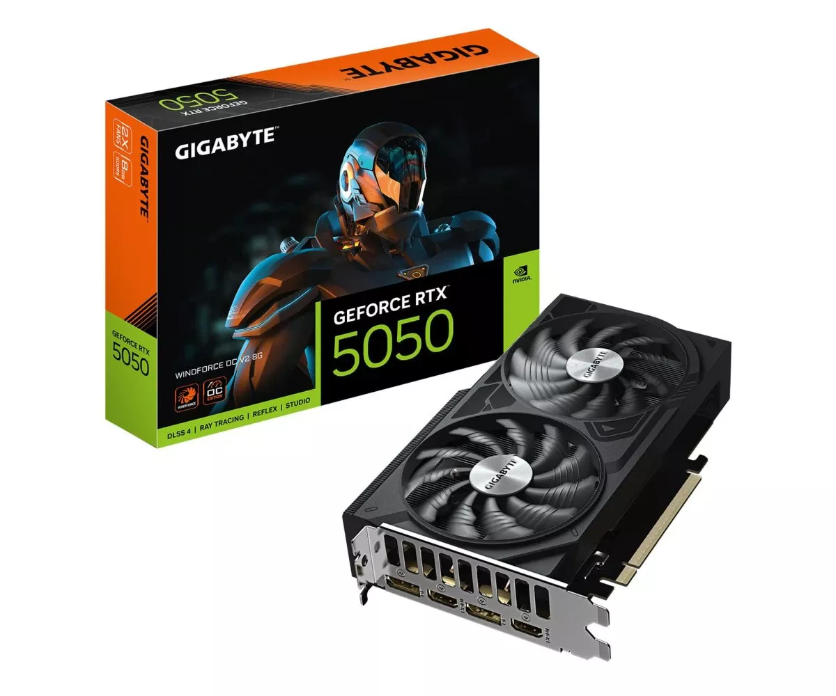 Видеокарта Gigabyte GeForce RTX 5050 Windforce OC V2 8GB GDDR6 DLSS4 (GV-N5050WF2OCV2-8GD) EU
