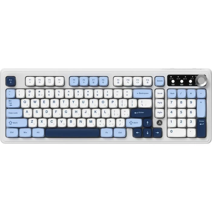Клавіатура а Ajazz AF98 Plus Wireless/Bluetooth/USB UA White/Blue (AF98-PLUS-GB) (UA)